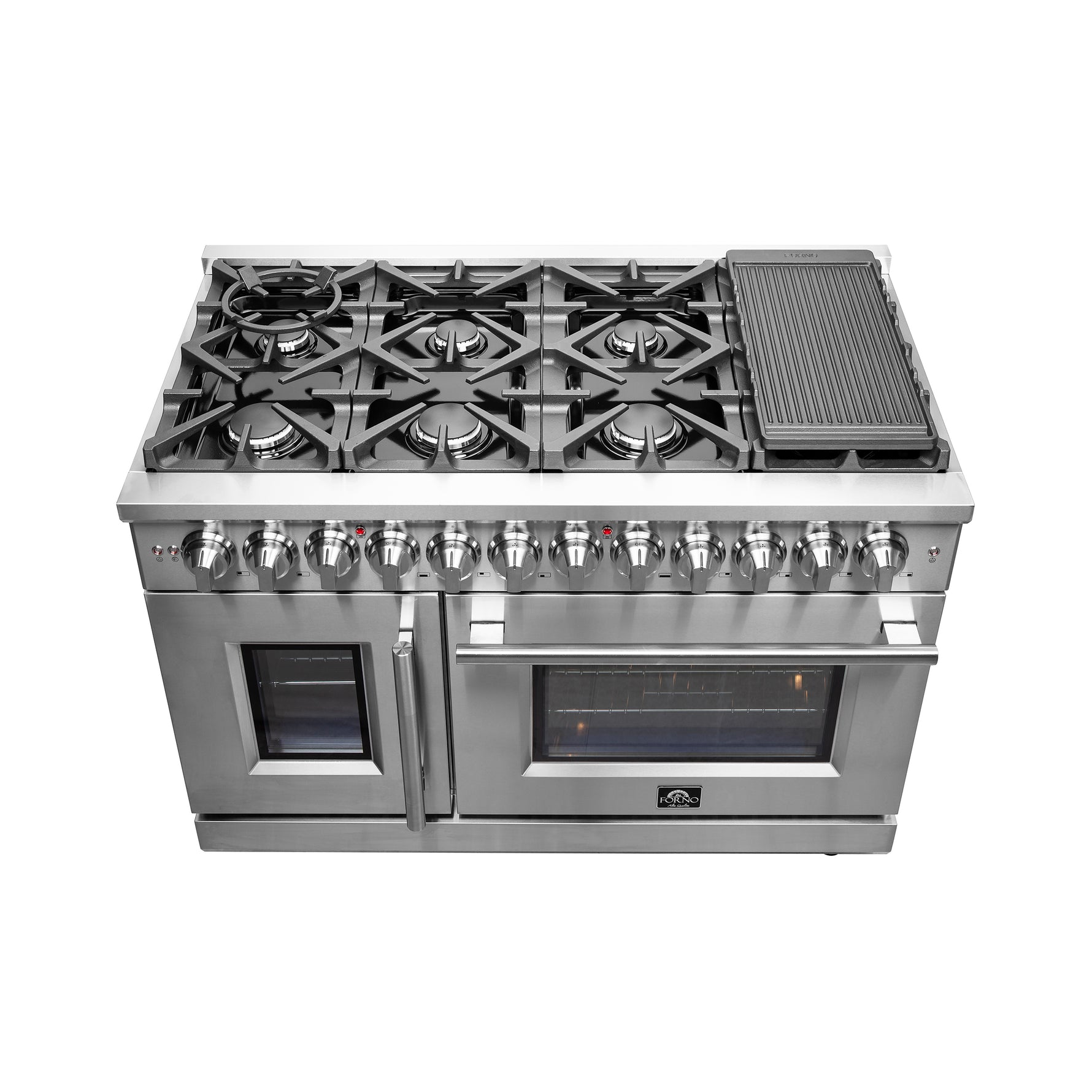 Forno Massimo 48-Inch Freestanding French Door Dual Fuel Range, 8 Burners, True Convection Oven - BonPrix Électroménagers