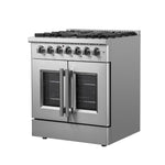 Forno Galiano 30-inch French Door Dual Fuel Range All Stainless Steel, 5 Sealed Burners 68,000 BTU, 4.32 cu.ft. True Convection Oven - BonPrix Électroménagers