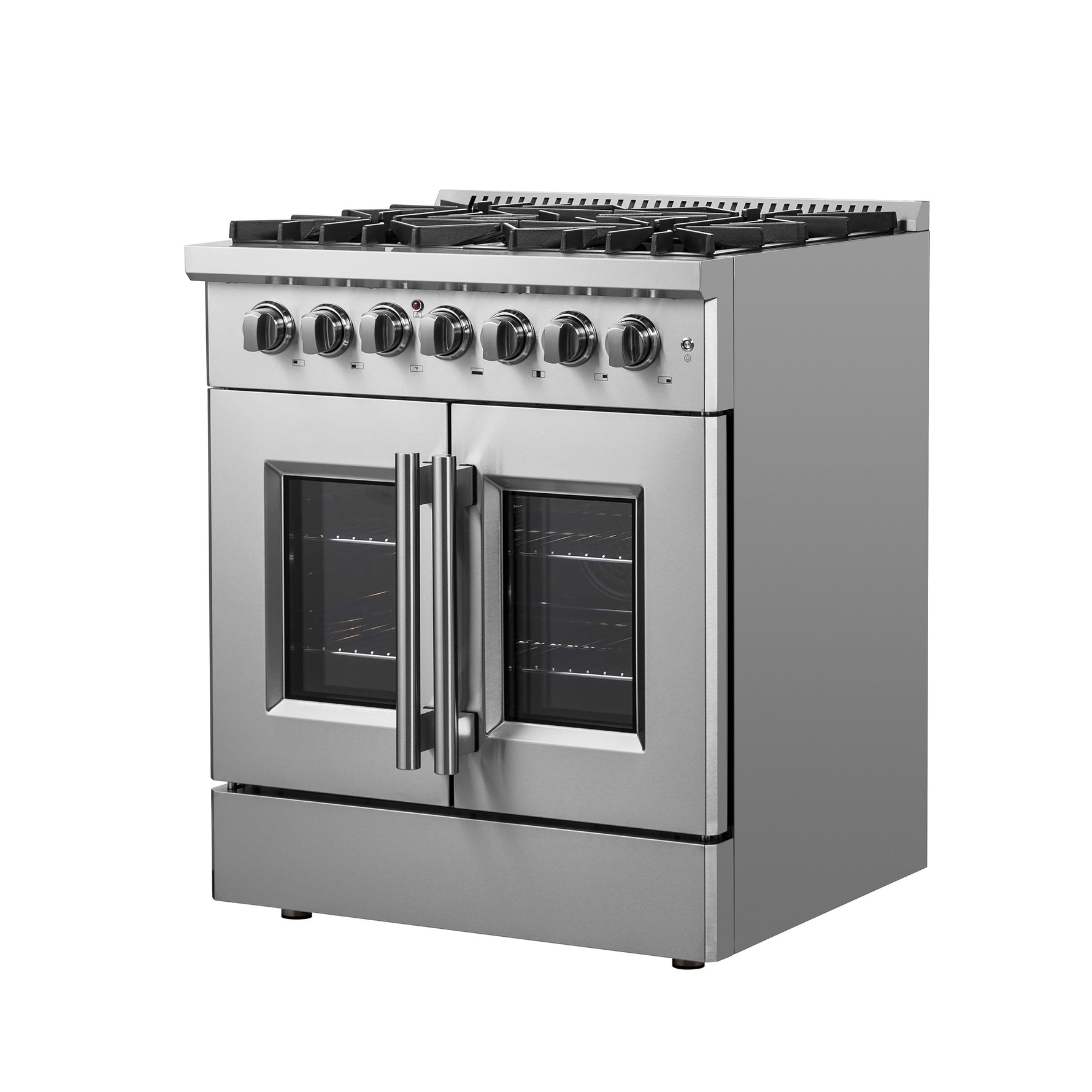 Forno Galiano 30-inch French Door Dual Fuel Range All Stainless Steel, 5 Sealed Burners 68,000 BTU, 4.32 cu.ft. True Convection Oven - BonPrix Électroménagers