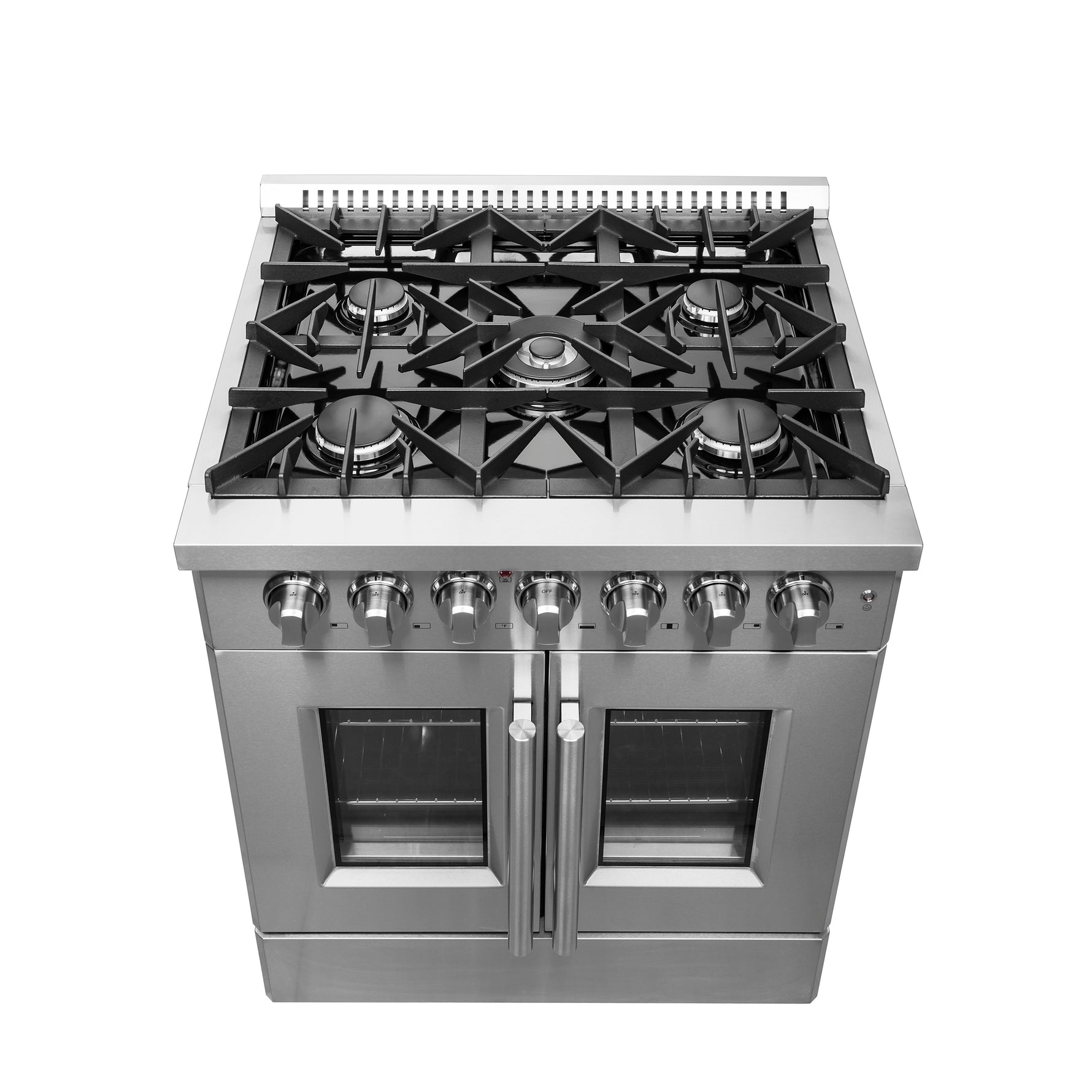 Forno Galiano 30-inch French Door Dual Fuel Range All Stainless Steel, 5 Sealed Burners 68,000 BTU, 4.32 cu.ft. True Convection Oven - BonPrix Électroménagers