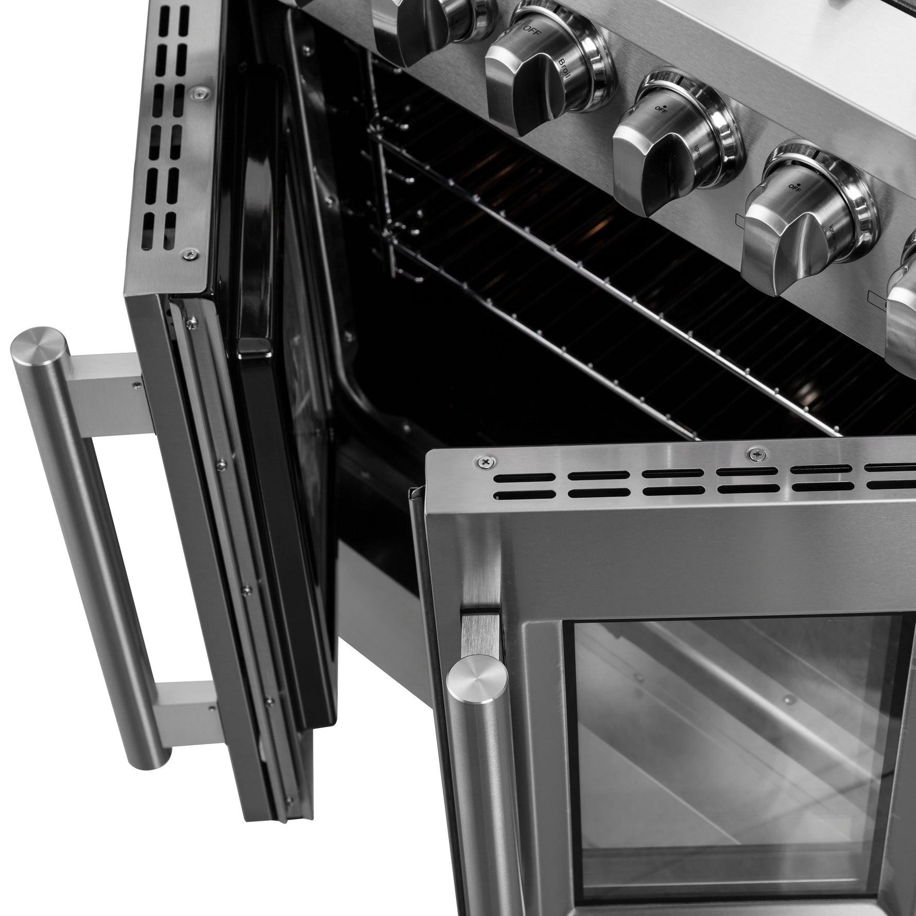 Forno Galiano 30-inch French Door Dual Fuel Range All Stainless Steel, 5 Sealed Burners 68,000 BTU, 4.32 cu.ft. True Convection Oven - BonPrix Électroménagers