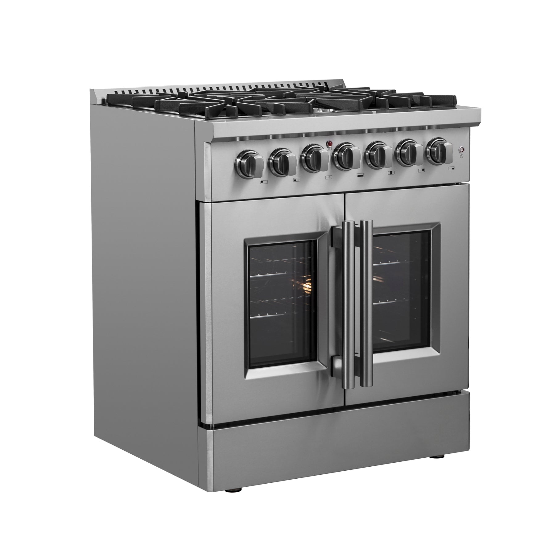 Forno Galiano 30-inch French Door Dual Fuel Range All Stainless Steel, 5 Sealed Burners 68,000 BTU, 4.32 cu.ft. True Convection Oven - BonPrix Électroménagers