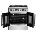 Forno Galiano 30-inch French Door Dual Fuel Range All Stainless Steel, 5 Sealed Burners 68,000 BTU, 4.32 cu.ft. True Convection Oven - BonPrix Électroménagers