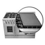 FORNO Galiano 48-Inch French Door Dual Fuel Range All Stainless Steel, 8 Sealed Burners, 107,000 BTU, Griddle, 6.58 cu.ft. Double Ovens - BonPrix Électroménagers