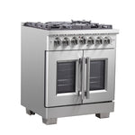Forno Capriasca 30-Inch Freestanding French Door Dual Fuel Range, 4 Burners, True Convection Oven - BonPrix Électroménagers