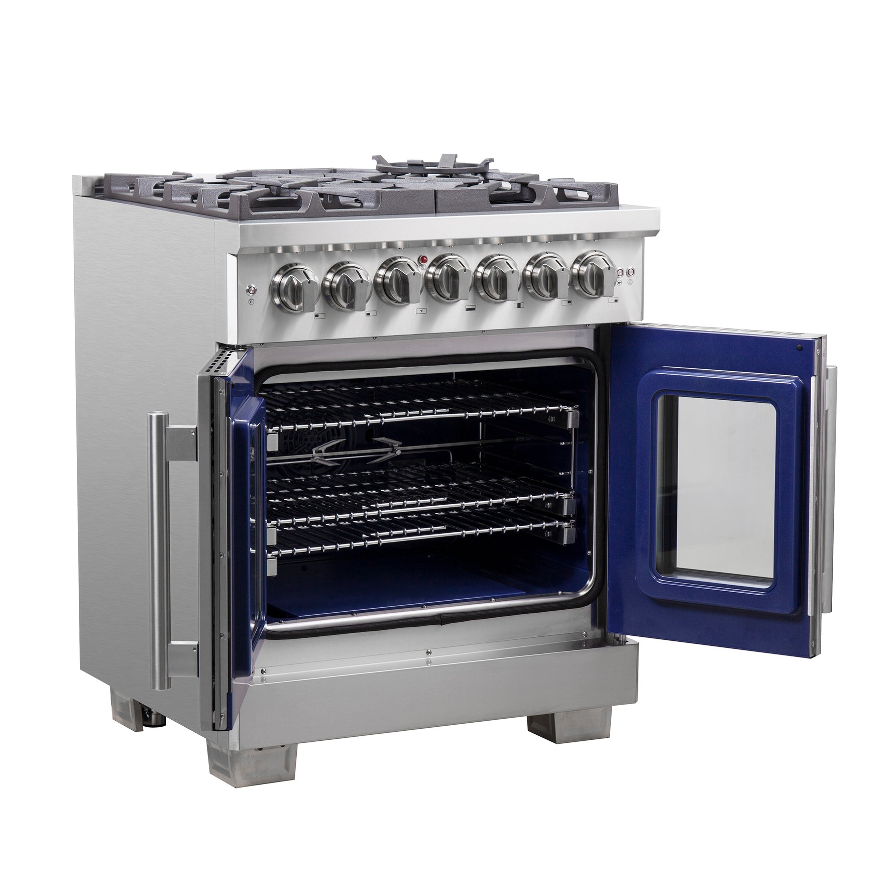 Forno Capriasca 30-Inch Freestanding French Door Dual Fuel Range, 4 Burners, True Convection Oven - BonPrix Électroménagers