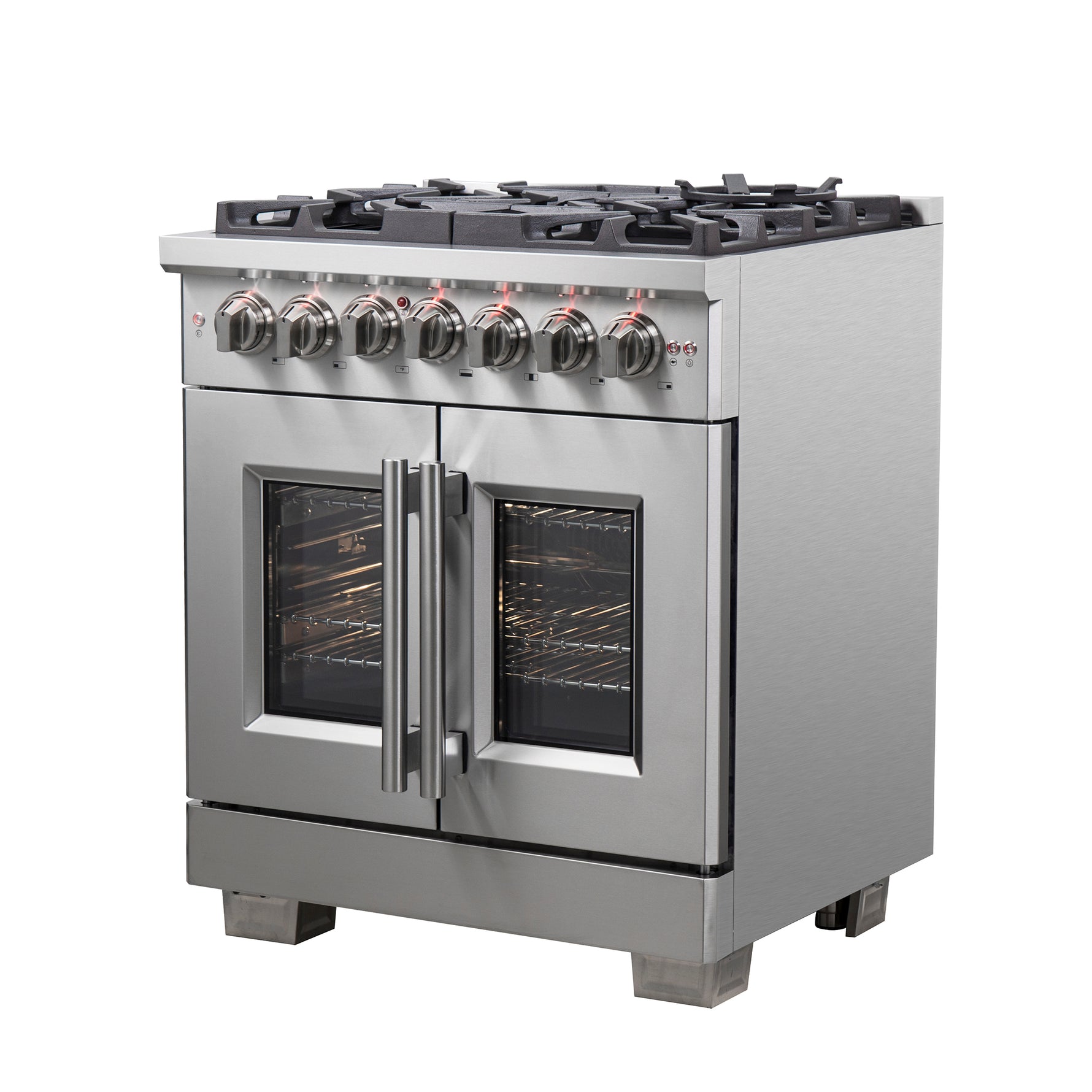 Forno Capriasca 30-Inch Freestanding French Door Dual Fuel Range, 4 Burners, True Convection Oven - BonPrix Électroménagers