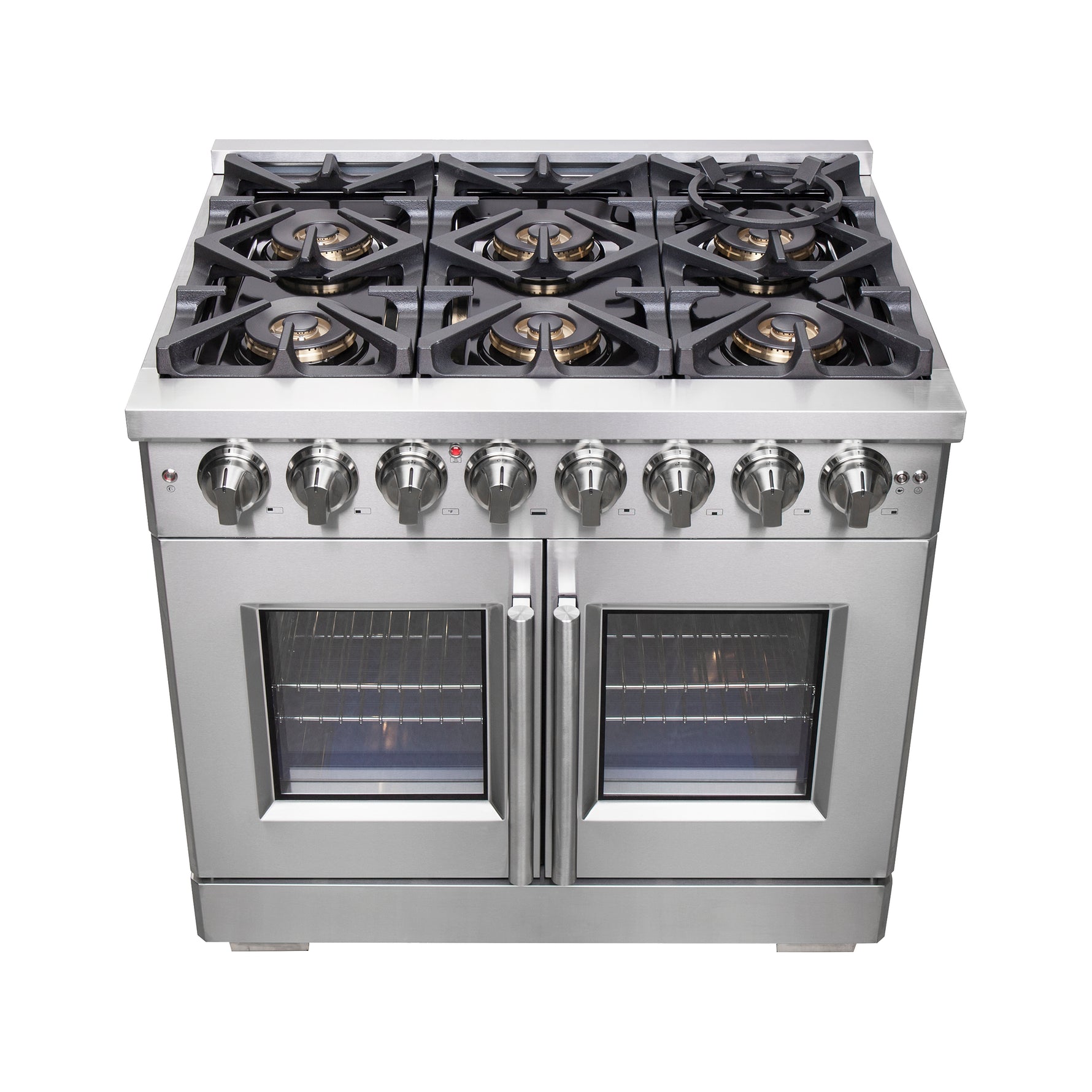 Forno Capriasca 36-Inch Freestanding French Door Dual Fuel Range, 6 Burners, True Convection Oven - BonPrix Électroménagers