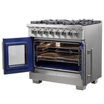 Forno Capriasca 36-Inch Freestanding French Door Dual Fuel Range, 6 Burners, True Convection Oven - BonPrix Électroménagers