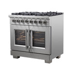 Forno Capriasca 36-Inch Freestanding French Door Dual Fuel Range, 6 Burners, True Convection Oven - BonPrix Électroménagers