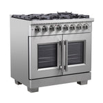 Forno Capriasca 36-Inch Freestanding French Door Dual Fuel Range, 6 Burners, True Convection Oven - BonPrix Électroménagers