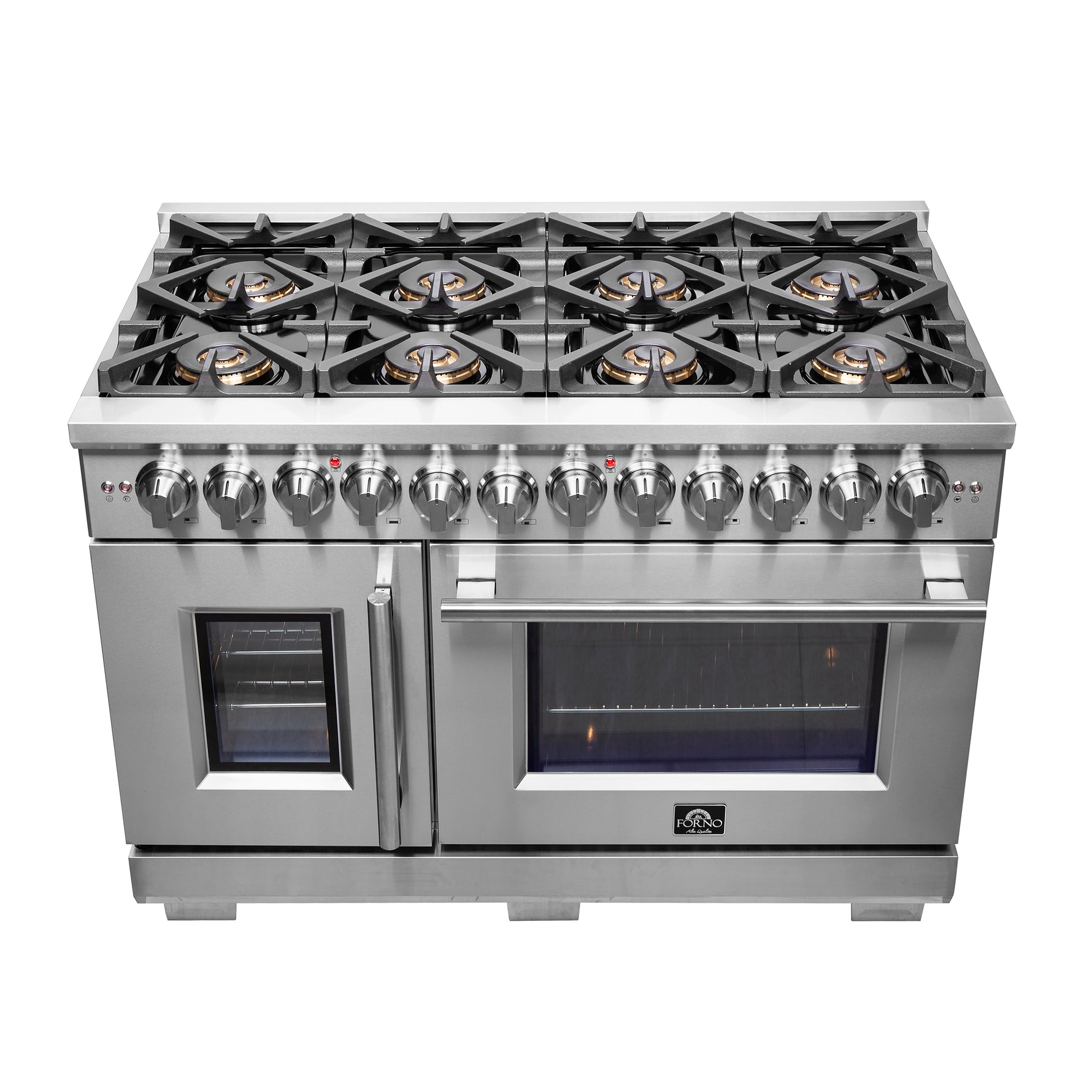 Forno Capriasca 48-Inch Freestanding French Door Dual Fuel Range, 8 Burners, True Convection Oven - BonPrix Électroménagers
