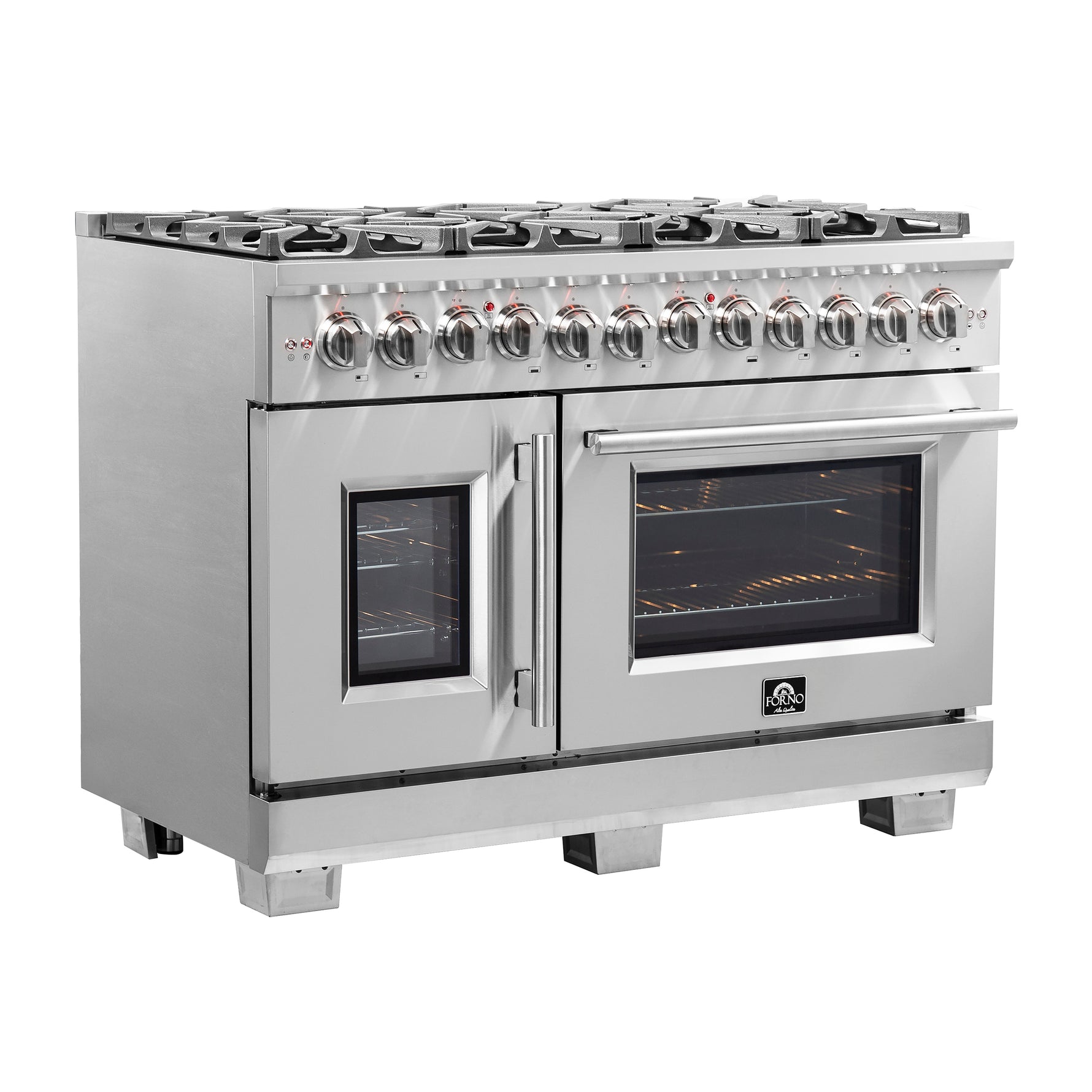 Forno Capriasca 48-Inch Freestanding French Door Dual Fuel Range, 8 Burners, True Convection Oven - BonPrix Électroménagers