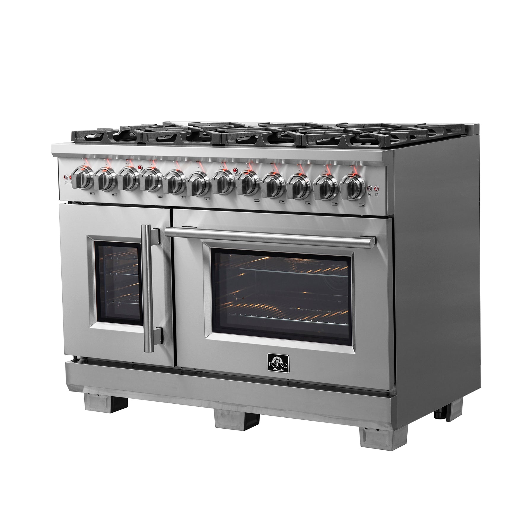 Forno Capriasca 48-Inch Freestanding French Door Dual Fuel Range, 8 Burners, True Convection Oven - BonPrix Électroménagers