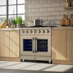 Forno Massimo 36-Inch Freestanding French Door Gas Range, 6 Burners, Convection Oven, Energy Efficient - BonPrix Électroménagers