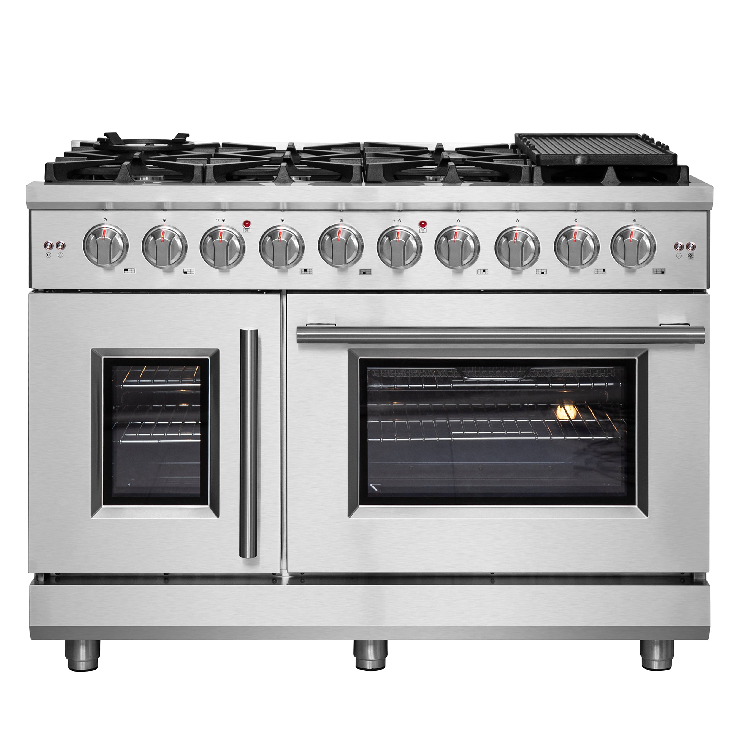 Forno Massimo 48-Inch Freestanding French Door Gas Range, 8 Burners, Convection Oven, Energy Efficient - BonPrix Électroménagers
