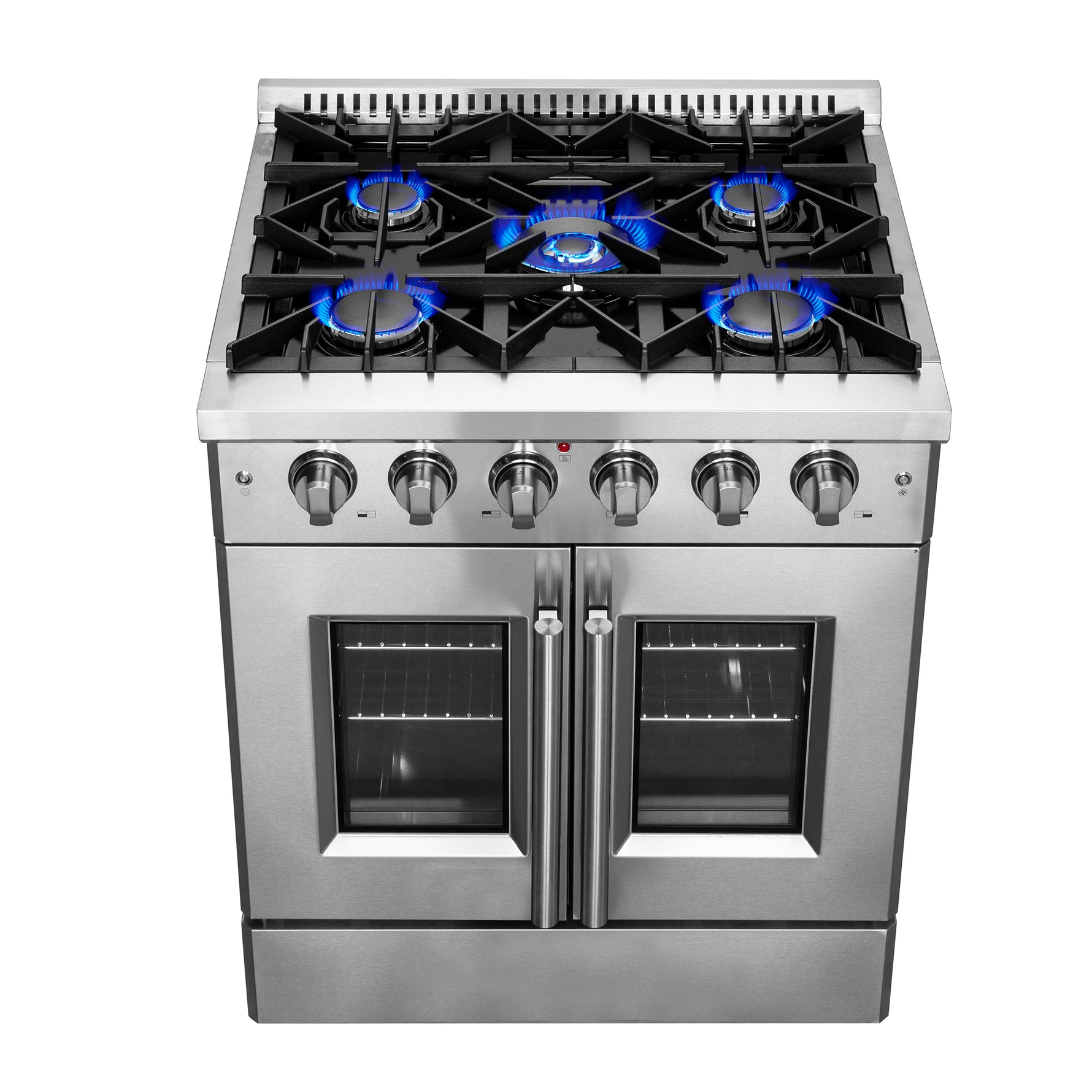 Forno Galiano 30-Inch Freestanding French Door Gas Range, 4 Burners, Convection Oven, Energy Efficient - BonPrix Électroménagers