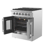 Forno Galiano 30-Inch Freestanding French Door Gas Range, 4 Burners, Convection Oven, Energy Efficient - BonPrix Électroménagers