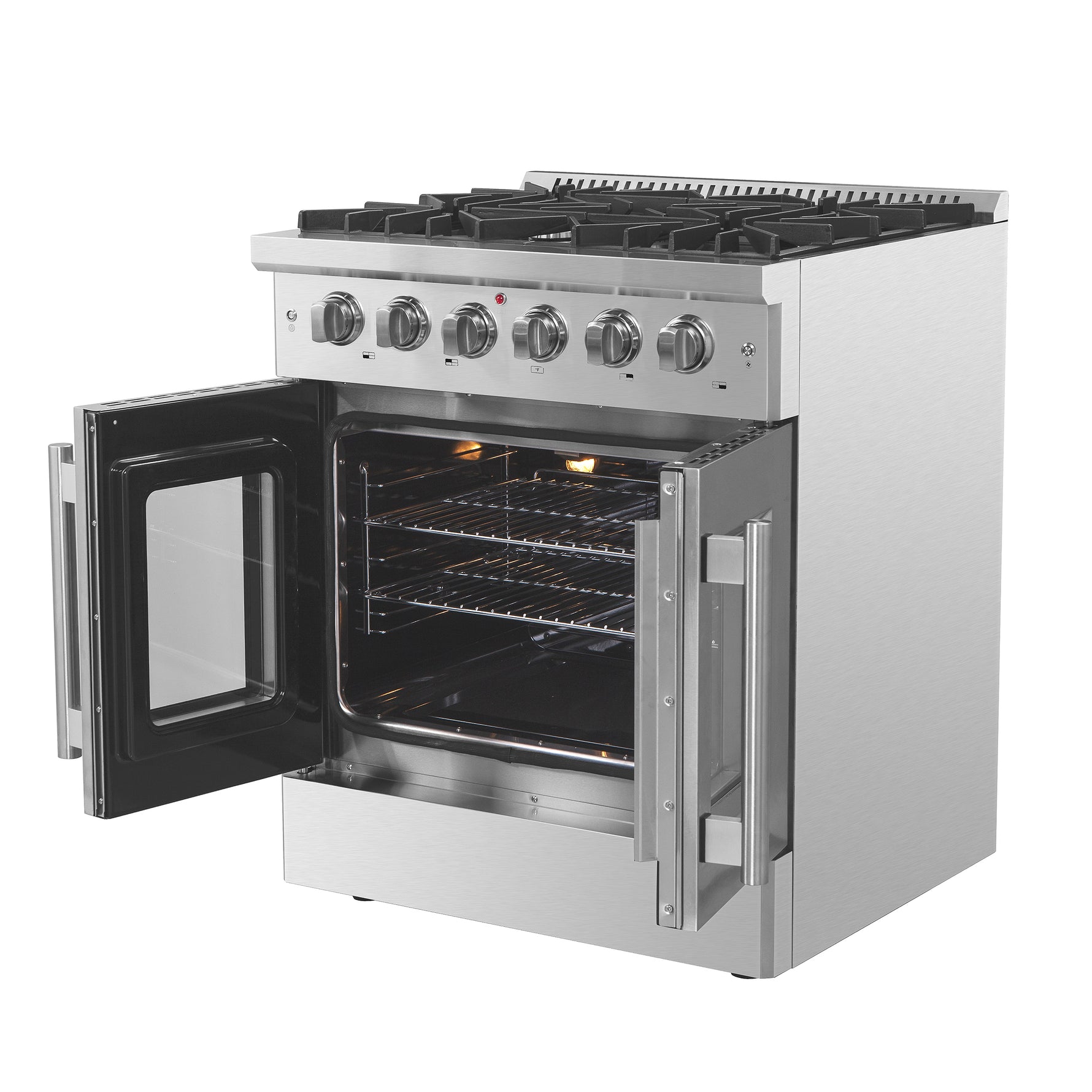 Forno Galiano 30-Inch Freestanding French Door Gas Range, 4 Burners, Convection Oven, Energy Efficient - BonPrix Électroménagers