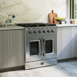 Forno Galiano 30-Inch Freestanding French Door Gas Range, 4 Burners, Convection Oven, Energy Efficient - BonPrix Électroménagers