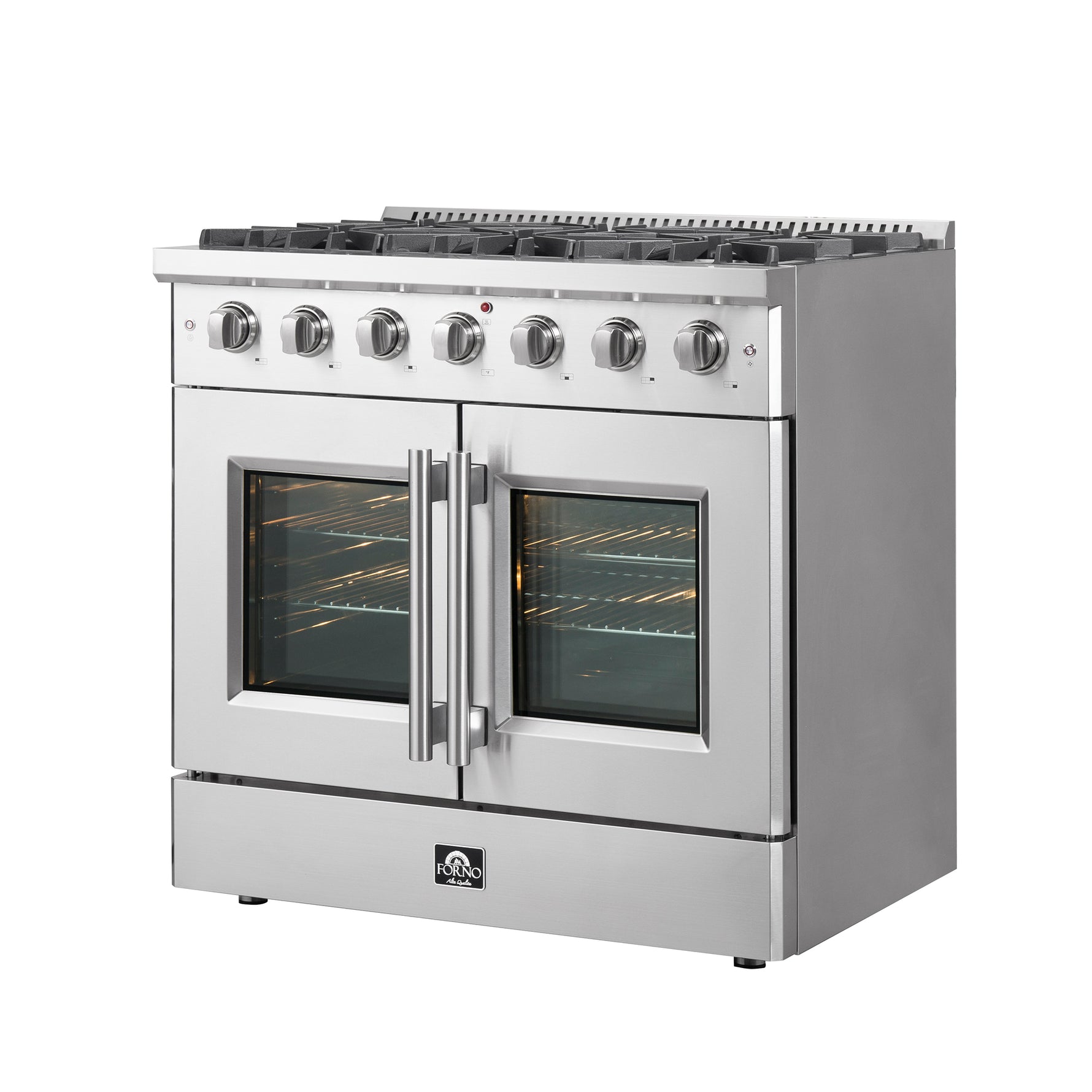 Forno Galiano 36-Inch Freestanding French Door Gas Range, 6 Burners, Convection Oven, Energy Efficient - BonPrix Électroménagers