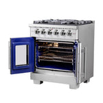Forno Capriasca 30-Inch Freestanding French Door Gas Range, 4 Burners, Convection Oven, Energy Efficient - BonPrix Électroménagers
