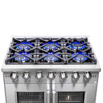 Forno Capriasca 36-Inch Freestanding French Door Gas Range, 6 Burners, Convection Oven, Energy Efficient - BonPrix Électroménagers