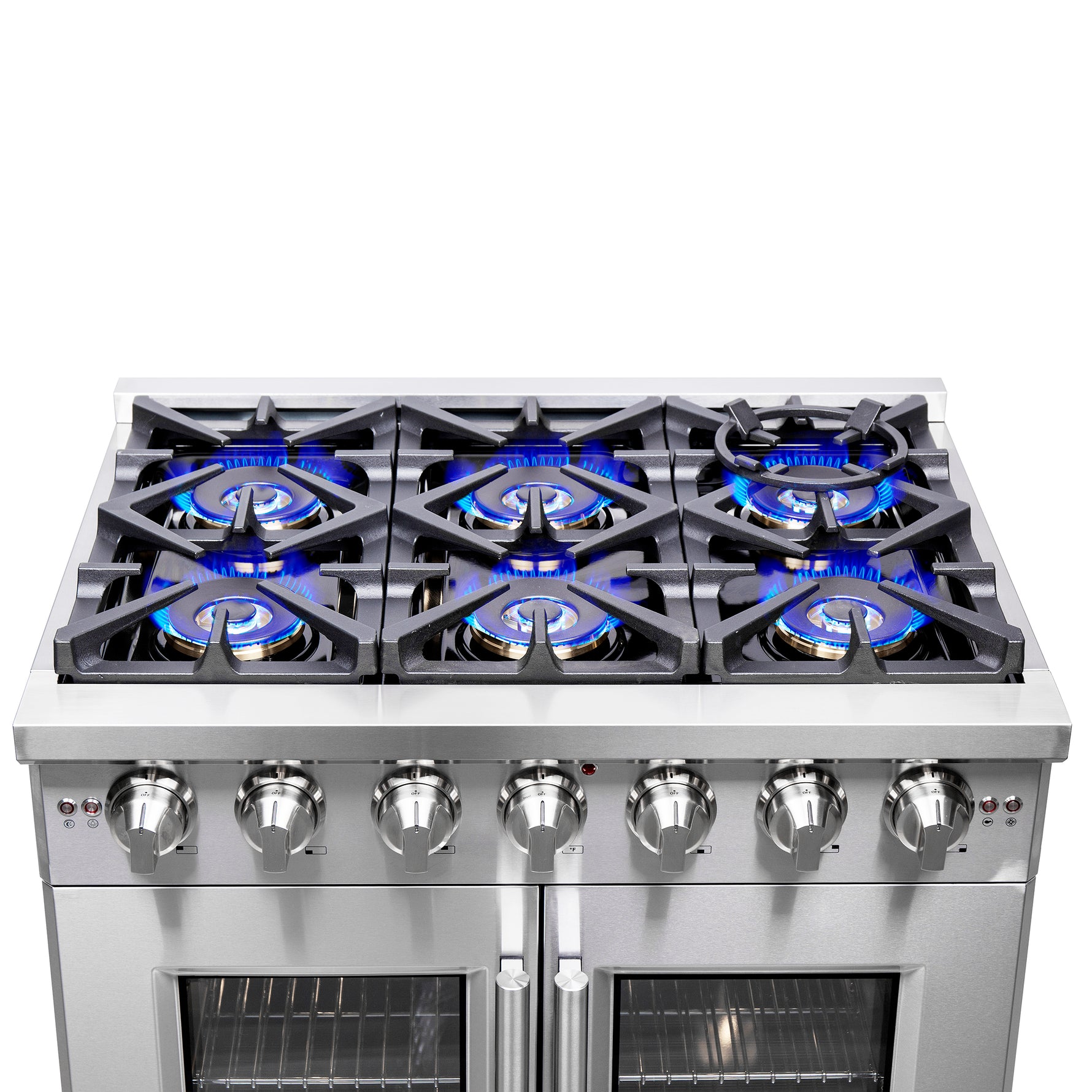 Forno Capriasca 36-Inch Freestanding French Door Gas Range, 6 Burners, Convection Oven, Energy Efficient - BonPrix Électroménagers