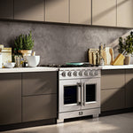 Forno Capriasca 36-Inch Freestanding French Door Gas Range, 6 Burners, Convection Oven, Energy Efficient - BonPrix Électroménagers