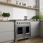 Forno Capriasca 36-Inch Freestanding French Door Gas Range, 6 Burners, Convection Oven, Energy Efficient - BonPrix Électroménagers
