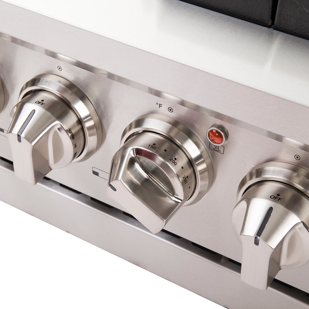 FORNO Capriasca 48-inch Gas Range Stainless Steel, 8 Brass Burners 160,000 BTU, 6.58 cu.ft. Double Oven - BonPrix Électroménagers