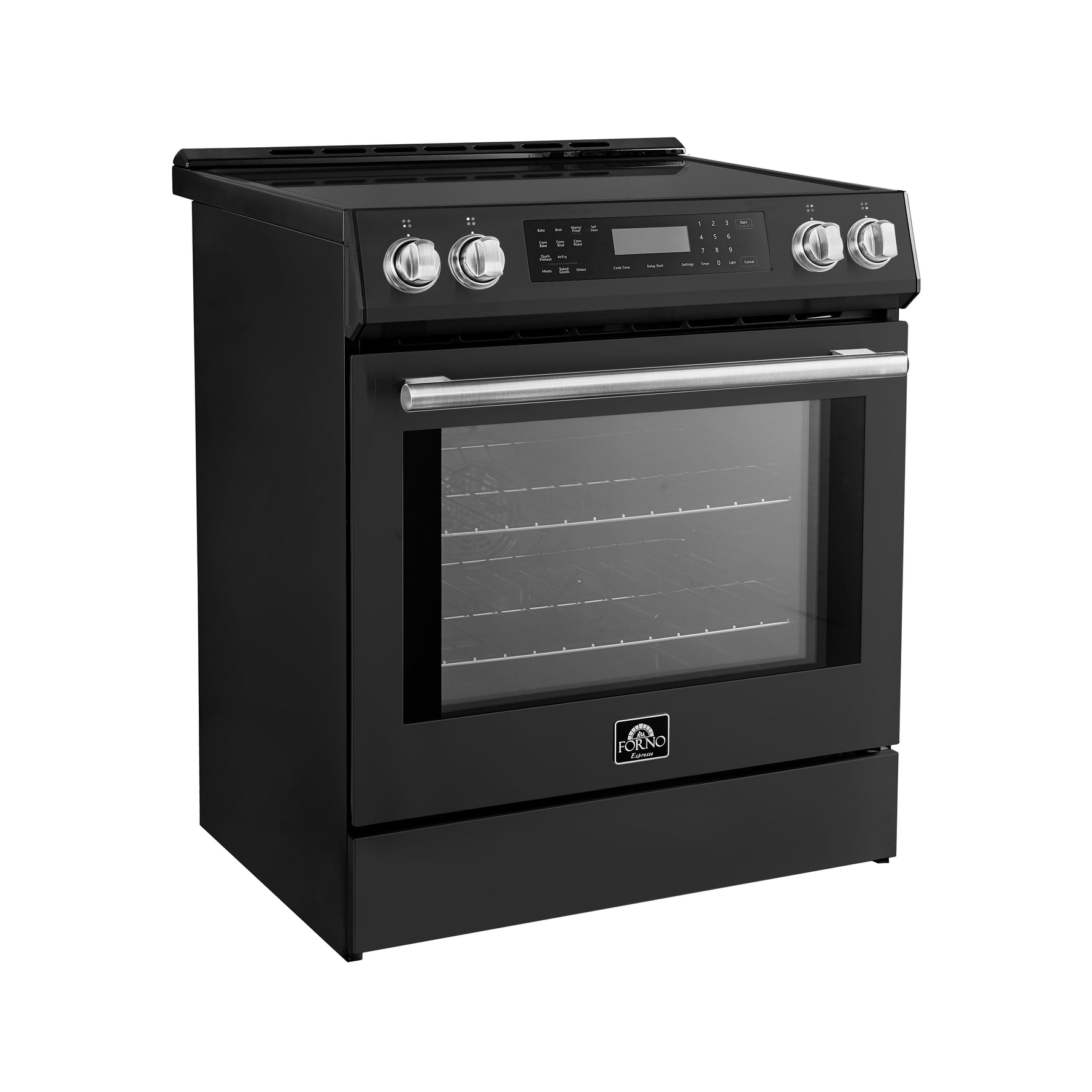 Forno Donatello Espresso 30-Inch Slide-In Black Induction Range, Convection Oven, 5 Cooking Zones, Touch Control Panel - BonPrix Électroménagers