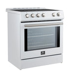 Forno Leonardo Espresso 30-Inch Slide-In White Induction Range, Convection Oven, 5 Cooking Zones, Touch Control Panel - BonPrix Électroménagers