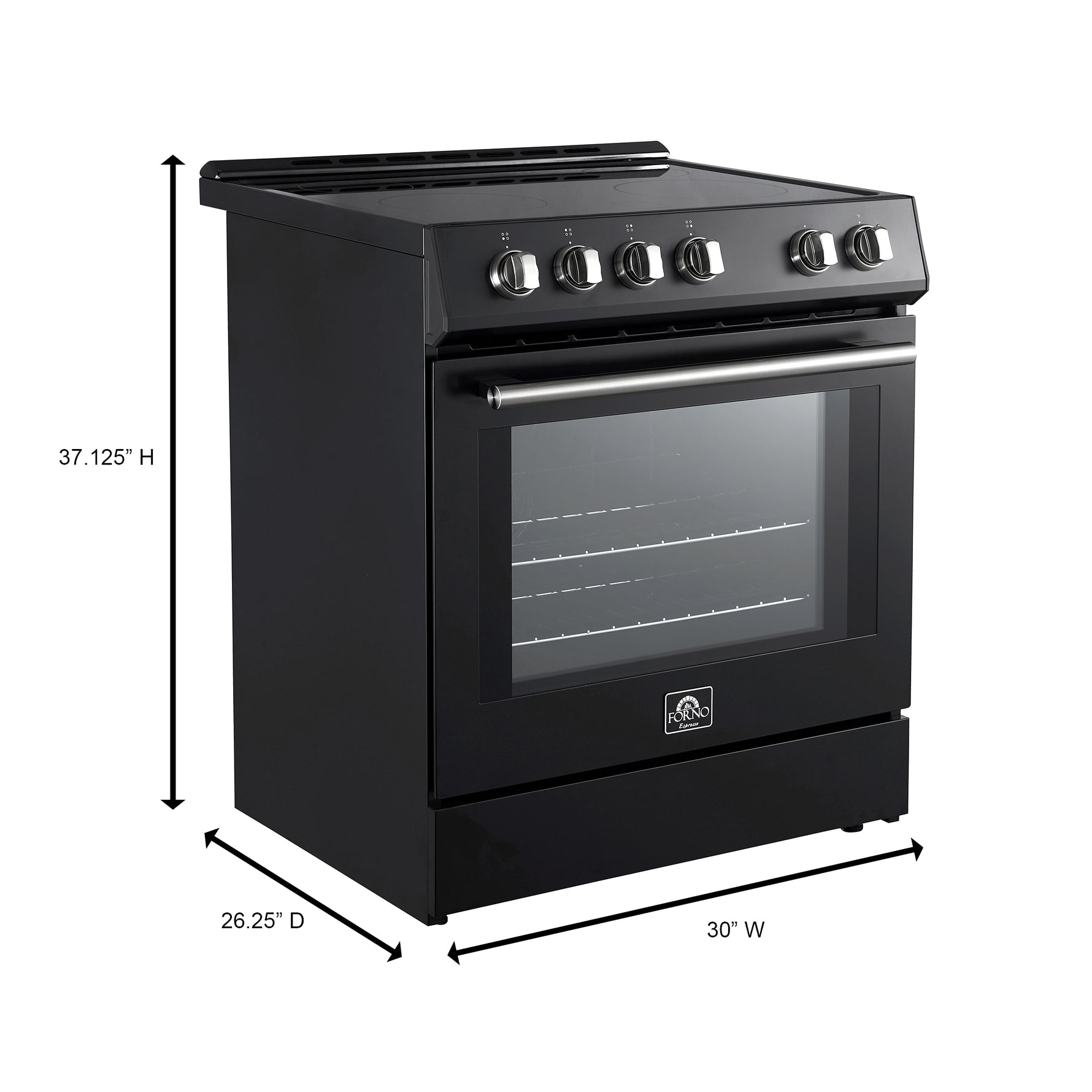 Forno Leonardo Espresso 30-Inch Slide-In Black Induction Range, Convection Oven, 5 Cooking Zones, Touch Control Panel - BonPrix Électroménagers