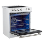 Forno Leonardo Espresso 30-Inch Slide-In White Induction Range, Convection Oven, 5 Cooking Zones, Touch Control Panel - BonPrix Électroménagers