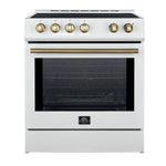 Forno Leonardo Espresso 30-Inch Slide-In White Induction Range, Convection Oven, 5 Cooking Zones, Touch Control Panel - BonPrix Électroménagers