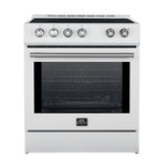 Forno Leonardo Espresso 30-Inch Slide-In White Induction Range, Convection Oven, 5 Cooking Zones, Touch Control Panel - BonPrix Électroménagers