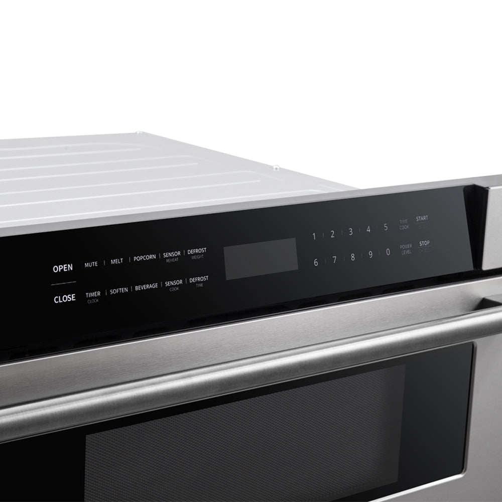 Forno Capoliveri 30-Inch Microwave Drawer, Stainless Steel, 1.2 cu.ft, 1500 Watts, Built-In, Touch Control LCD Display, Auto-Touch Open/Close, 11 Power Levels, Sensor Cooking - BonPrix Électroménagers