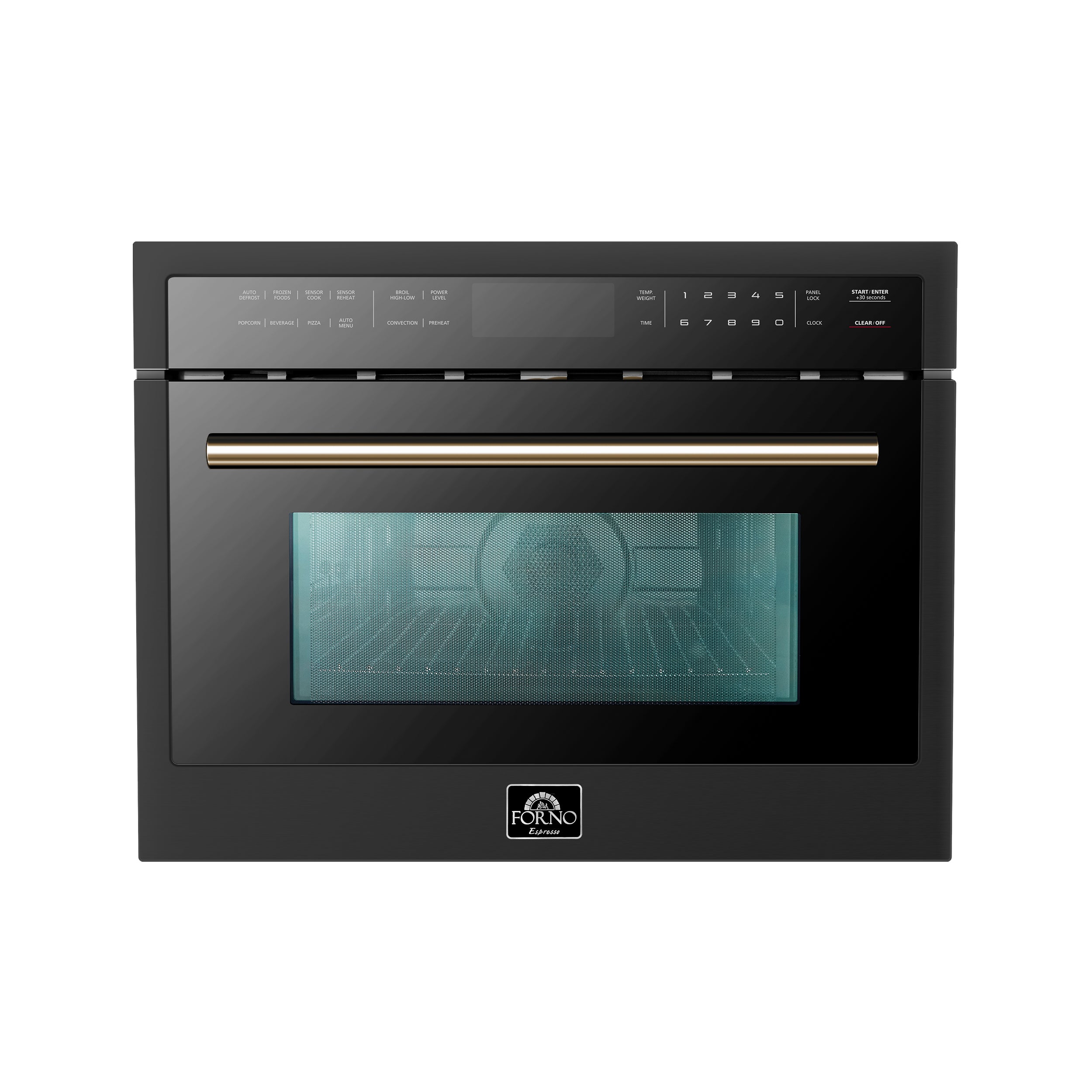 Forno Oliena Espresso Black 24-Inch Built-In Microwave and Convection Oven Combo, 1.6 cu.ft, 1750W Convection, 1000W Microwave, Stainless Steel Interior, Glass Touch Controls, Sensor Cooking - BonPrix Électroménagers
