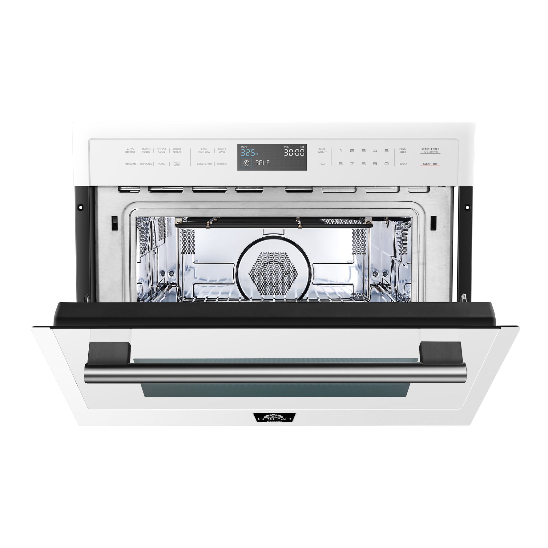 Forno Oliena Espresso White 24-Inch Built-In Microwave and Convection Oven Combo, 1.6 cu.ft, 1750W Convection, 1000W Microwave, Stainless Steel Interior, Glass Touch Controls, Sensor Cooking - BonPrix Électroménagers