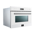 Forno Oliena Espresso White 24-Inch Built-In Microwave and Convection Oven Combo, 1.6 cu.ft, 1750W Convection, 1000W Microwave, Stainless Steel Interior, Glass Touch Controls, Sensor Cooking - BonPrix Électroménagers