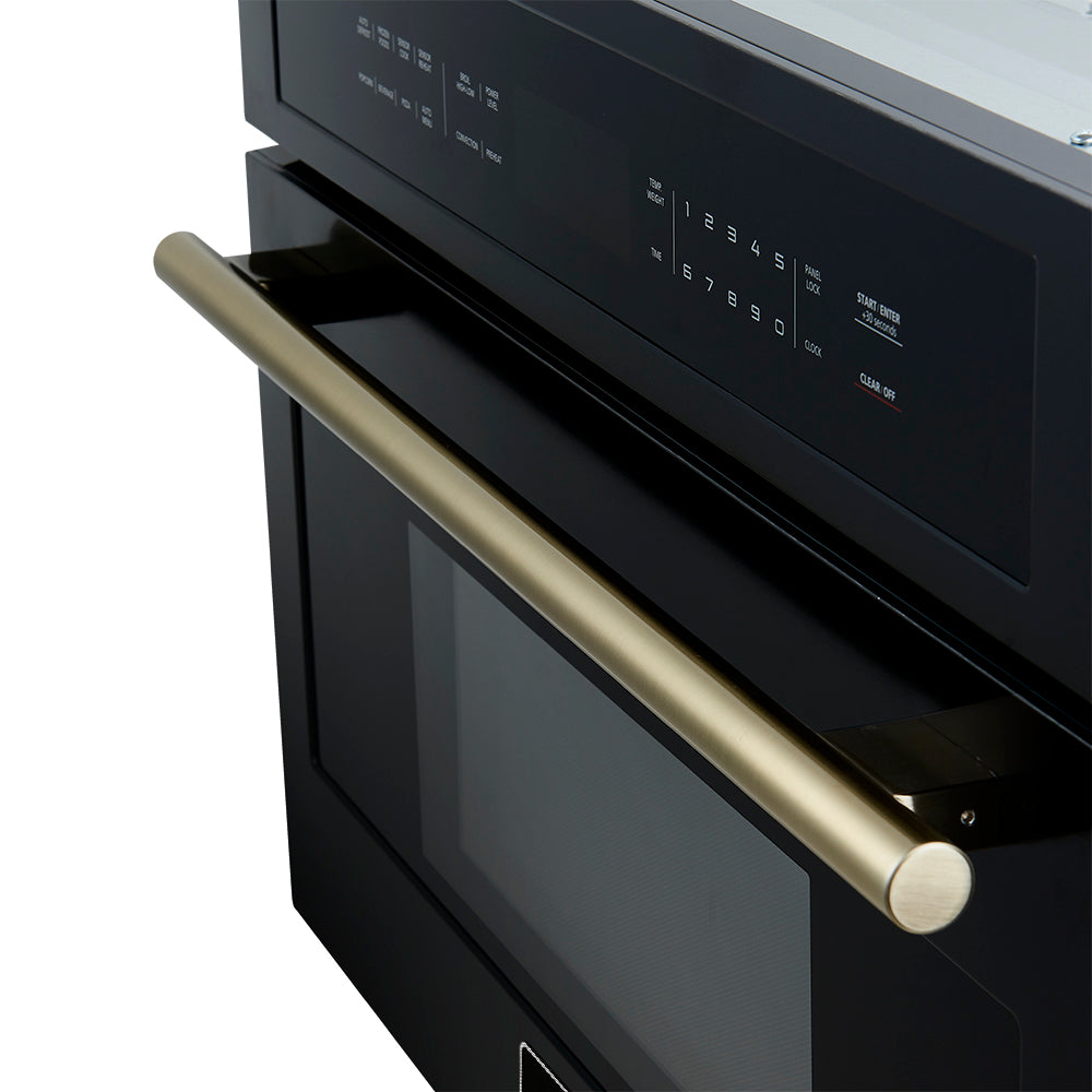 Forno Oliena Espresso Black 30-Inch Built-In Microwave and Convection Oven Combo, 1.6 cu.ft, 1750W Convection, 1000W Microwave, Stainless Steel Interior, Glass Touch Controls, Sensor Cooking - BonPrix Électroménagers