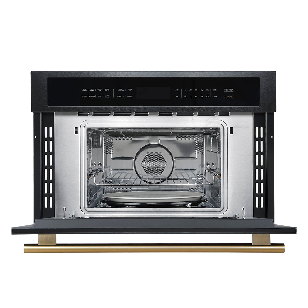 Forno Oliena Espresso Black 30-Inch Built-In Microwave and Convection Oven Combo, 1.6 cu.ft, 1750W Convection, 1000W Microwave, Stainless Steel Interior, Glass Touch Controls, Sensor Cooking - BonPrix Électroménagers