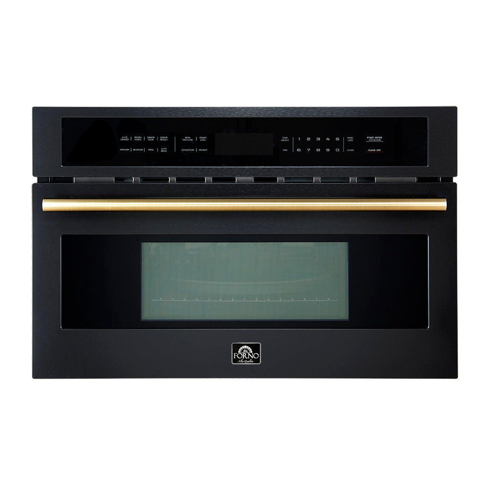 Forno Oliena Espresso Black 30-Inch Built-In Microwave and Convection Oven Combo, 1.6 cu.ft, 1750W Convection, 1000W Microwave, Stainless Steel Interior, Glass Touch Controls, Sensor Cooking - BonPrix Électroménagers