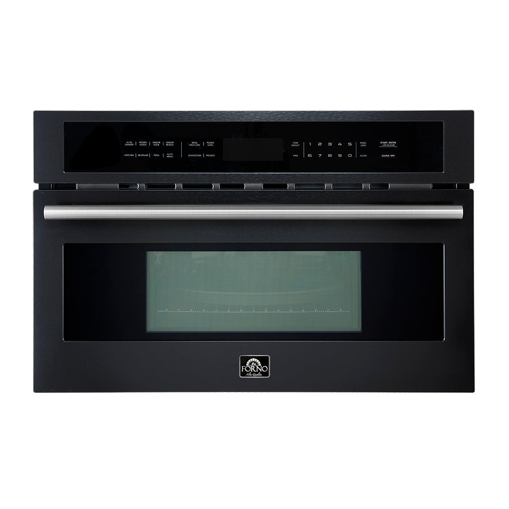 FORNO 2-Piece Kitchen Bundle - 30" Black Single Wall Oven (1333-30), 30" Black Microwave (3093-30) - BonPrix Électroménagers