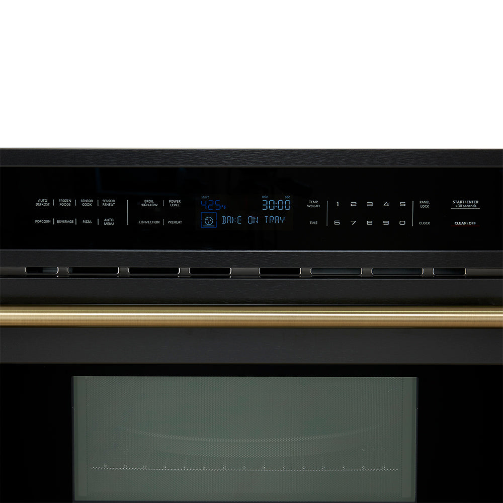 Forno Oliena Espresso Black 30-Inch Built-In Microwave and Convection Oven Combo, 1.6 cu.ft, 1750W Convection, 1000W Microwave, Stainless Steel Interior, Glass Touch Controls, Sensor Cooking - BonPrix Électroménagers