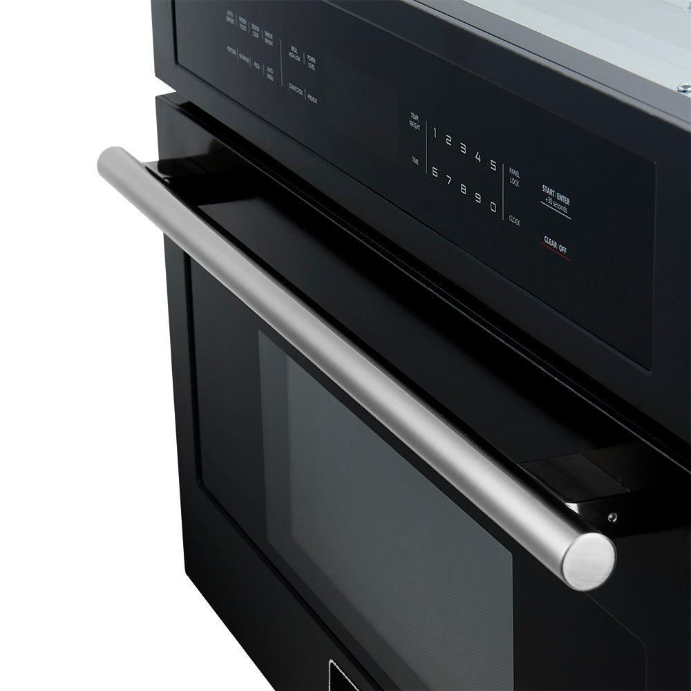 FORNO 2-Piece Kitchen Bundle - 30" Black Single Wall Oven (1333-30), 30" Black Microwave (3093-30) - BonPrix Électroménagers
