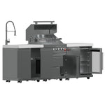 FORNO Bulnes 30-Inch BBQ, 60,000 BTU, 3 Burners with Sear & Rotisserie Infrared Burners, Stainless Steel Outdoor Kitchen with 1.8 cu.ft. Beverage Center & White Sintered Stone Countertops - BonPrix Électroménagers