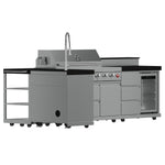 FORNO Bulnes 40-Inch BBQ, 95,000 BTU, 5 Burners, Sear & Rotisserie Infrared with Side Burner, Stainless Steel Outdoor Kitchen with 1.8 cu.ft. Beverage Center & Black Granite Countertops - BonPrix Électroménagers