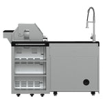FORNO Bulnes 40-Inch BBQ, 95,000 BTU, 5 Burners, Sear & Rotisserie Infrared with Side Burner, Stainless Steel Outdoor Kitchen with 1.8 cu.ft. Beverage Center & Black Granite Countertops - BonPrix Électroménagers